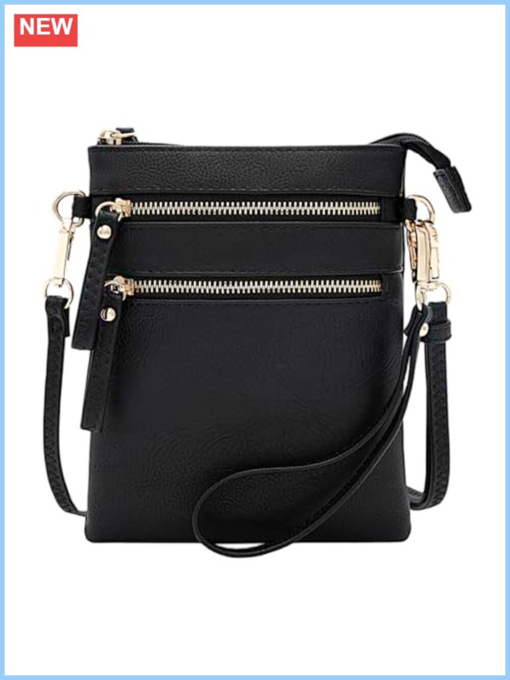 Small Crossbody Bag Multi Zip Pockets Detachable Wristlet Travel Purse